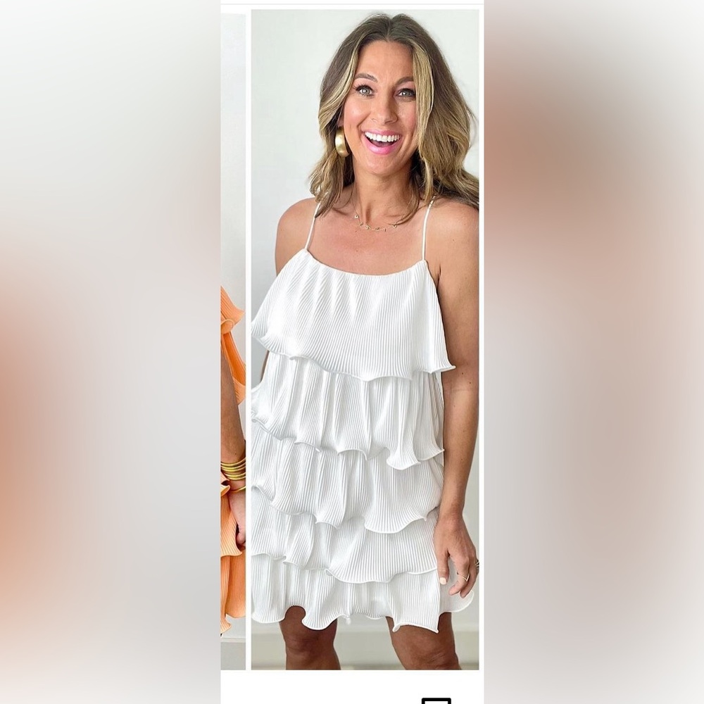 NWT- FANCO WHITE RUFFLE DRESS SIZE SMALL NEVER WORN